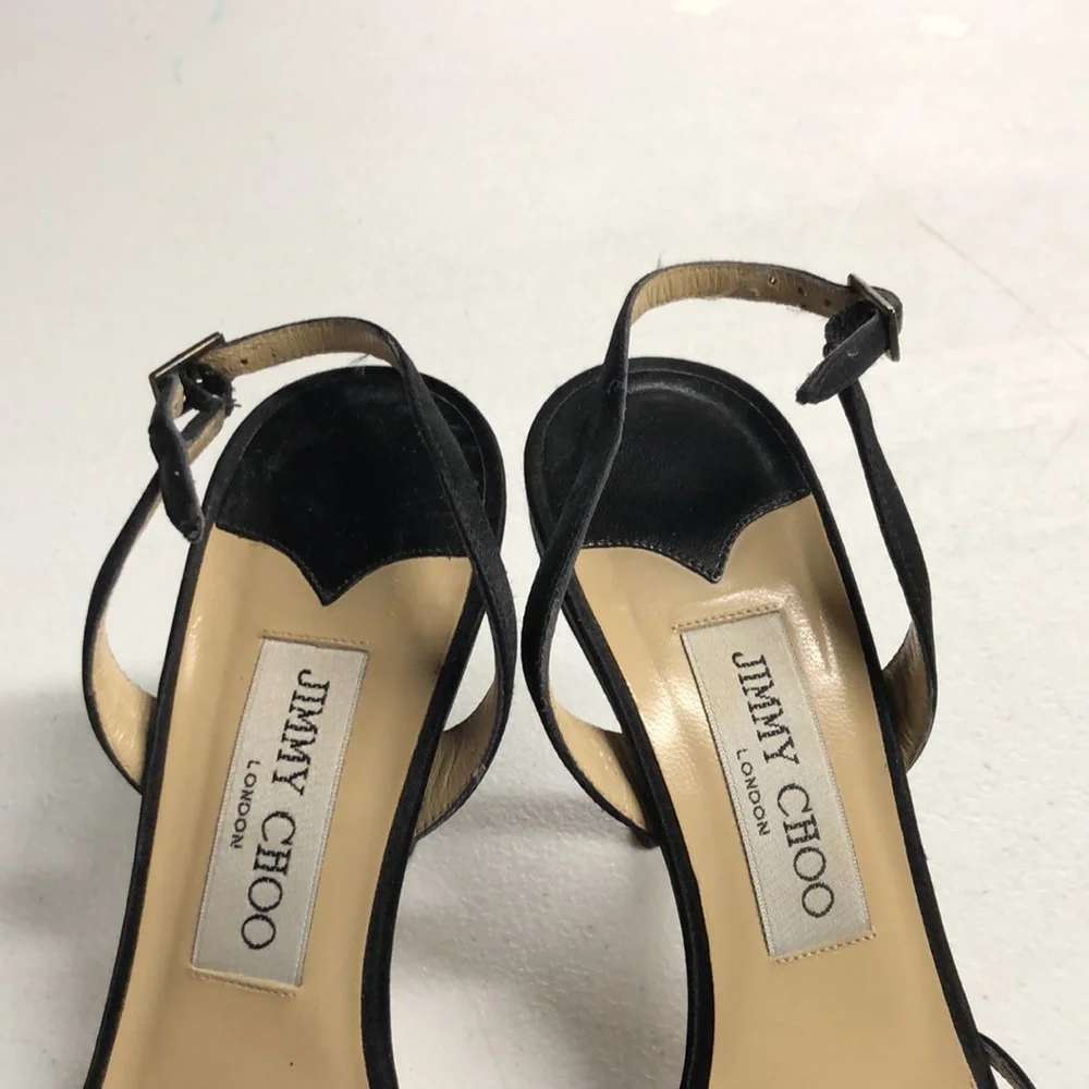 Jimmy Choo Black Satin Sandals size 7 - Picture 2 of 7
